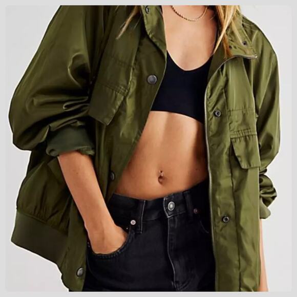 New Free People | Army Slouchy Bomber Jacket | Size M - Picture 3 of 6